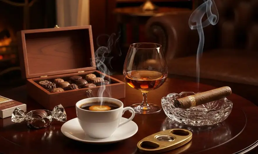 Coqnac, Kaffe, Cigarer og Chokolade